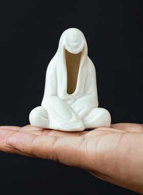 创意陶瓷工艺品摆件禅意无相佛人物茶空间中式客厅白瓷鱼缸装饰品
