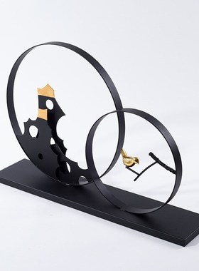 新中式创意铁艺摆件酒店样板房玄关电视柜摆设书房办公室软装饰品