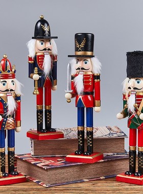 创意北欧胡桃夹子士兵木偶复古装饰品摆件客厅酒柜儿童房桌面摆设