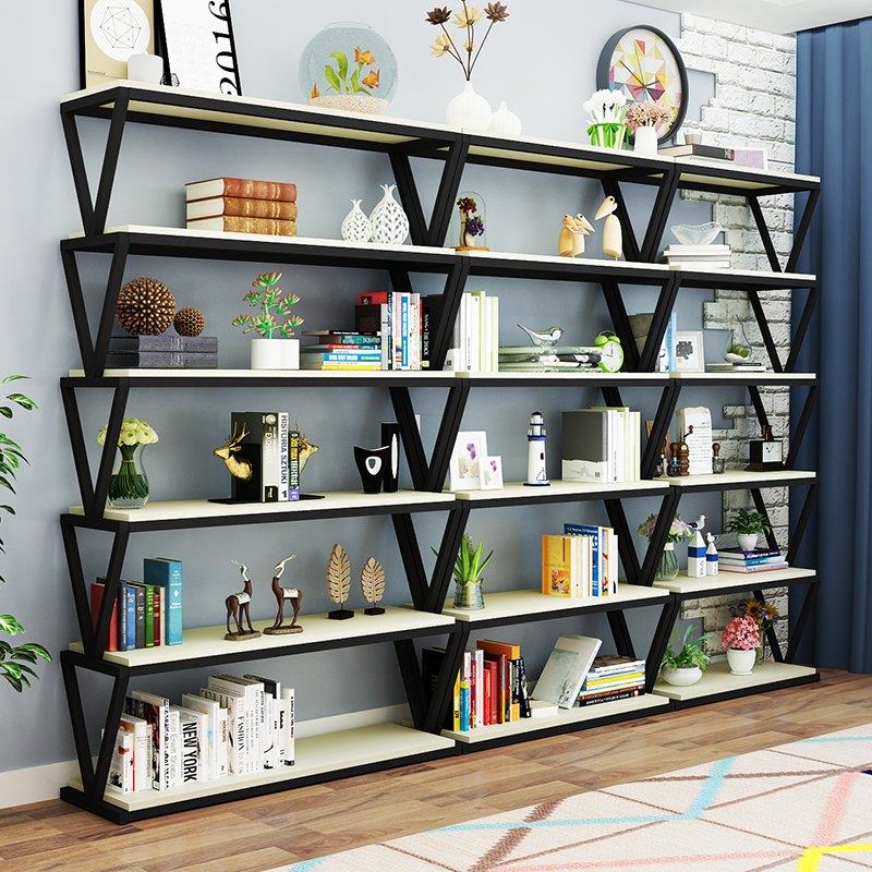 创意书架客厅置物架落地组合收纳储物多层货架阳台隔断铁艺展示架