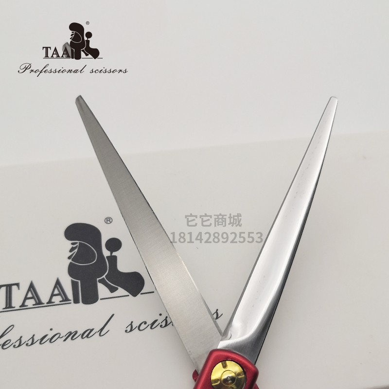 TAA它它宠物美容左手专用彩色铝合金手柄小弯剪6寸精修综合弯剪刀