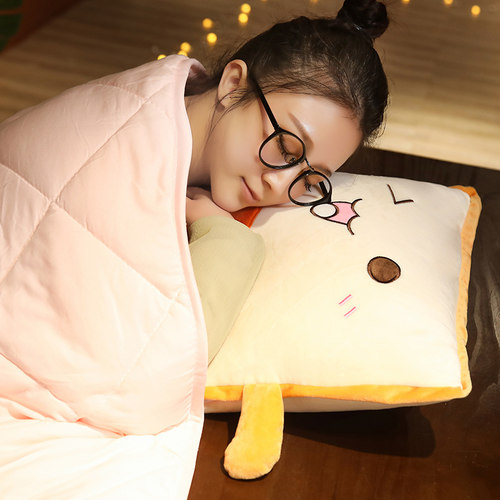 冬季加厚抱枕被子两用二合一办公室午睡毯子折叠汽车车载靠枕学生