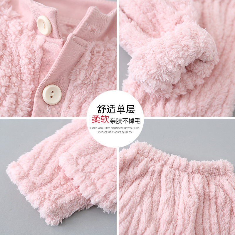 珊瑚绒睡衣儿童秋冬季小孩男童法兰绒套装女孩女童家居服加厚新款