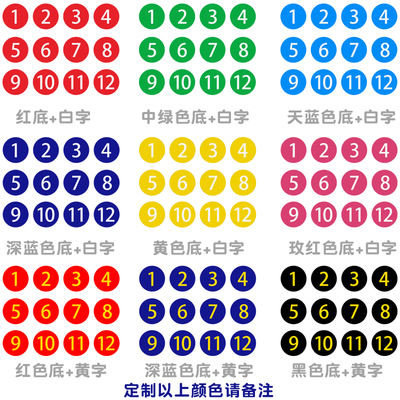 小号1CM圆形数字贴不干胶号码贴尺码标签贴编号标号贴纸印刷1厘米