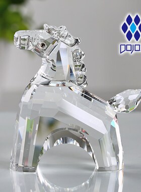 水晶小马摆件十二生肖高档办公桌装饰品创意平安夜圣诞节生日礼物