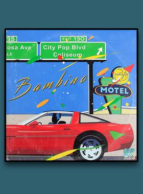 日式客厅装饰画卧室玄关挂画citypop墙画 现代潮流卡通ins壁画