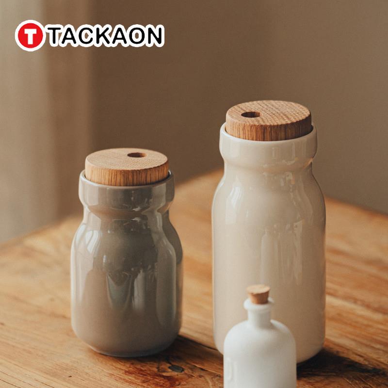 韩国进口tackaon陶瓷调料瓶防潮厨房调料罐家用旋转撒粉调料瓶罐