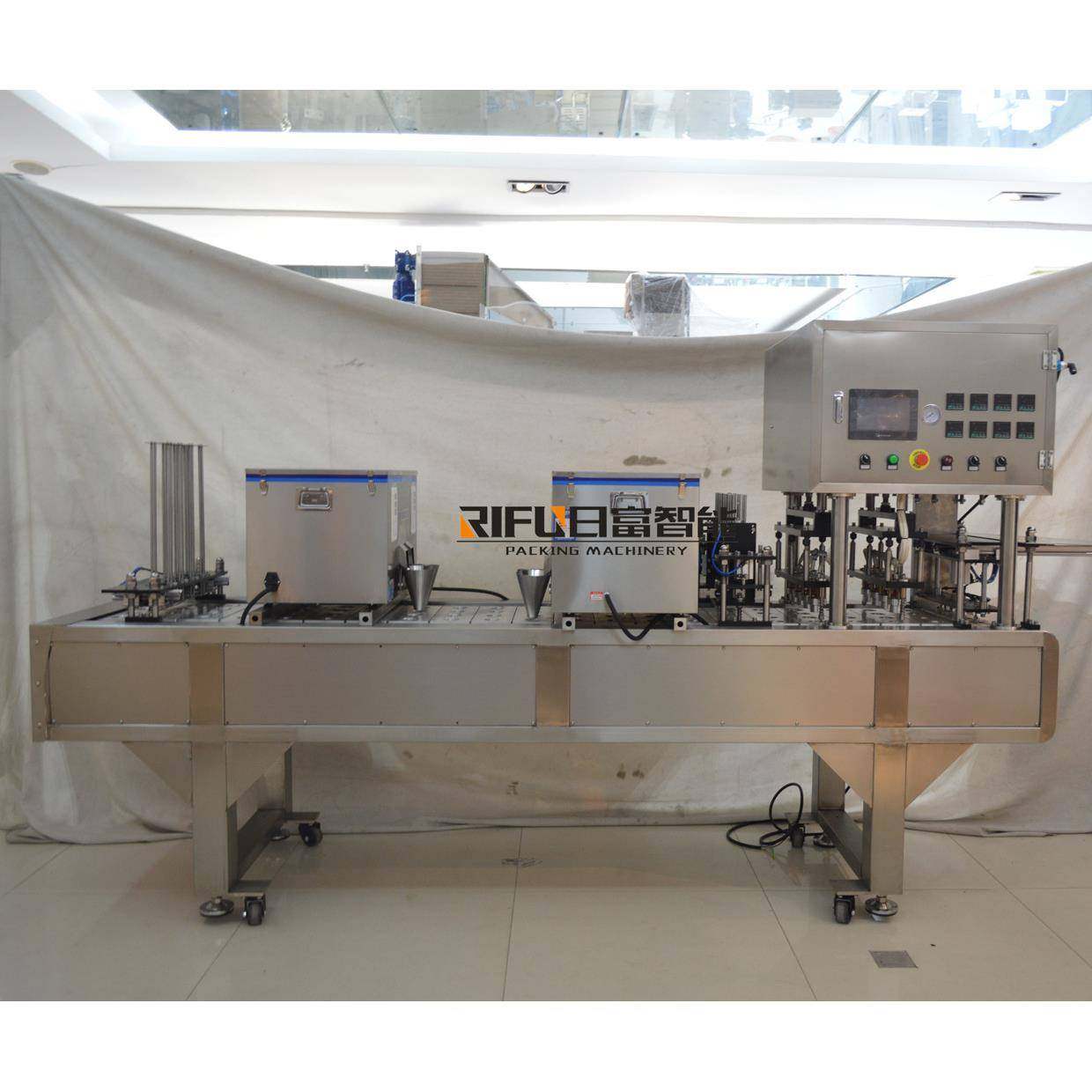 自动一出四小罐茶塑杯封口机花茶枸杞灌装封口机铝杯封口机