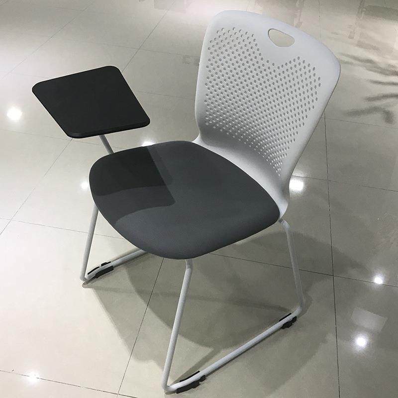 办公椅培训椅带写字板会议椅带桌板塑料靠背椅电脑椅黑白色四脚椅