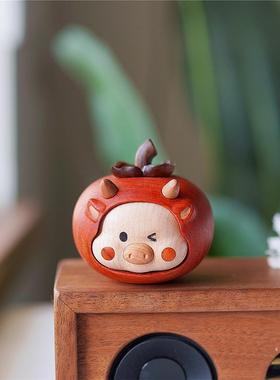 Joe/原木牛柿摆件桌面客厅桌面玄关家居可爱乔迁装饰礼品新年礼物