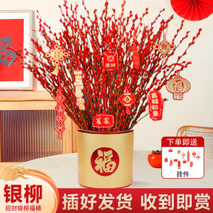 银柳真花鲜枝干花花束客厅摆件年宵花超长花期红柳枝条花卉绿植物
