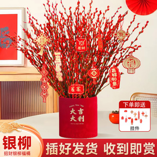 银柳真花鲜枝干花花束客厅摆件年宵花超长花期红柳枝条花卉绿植物