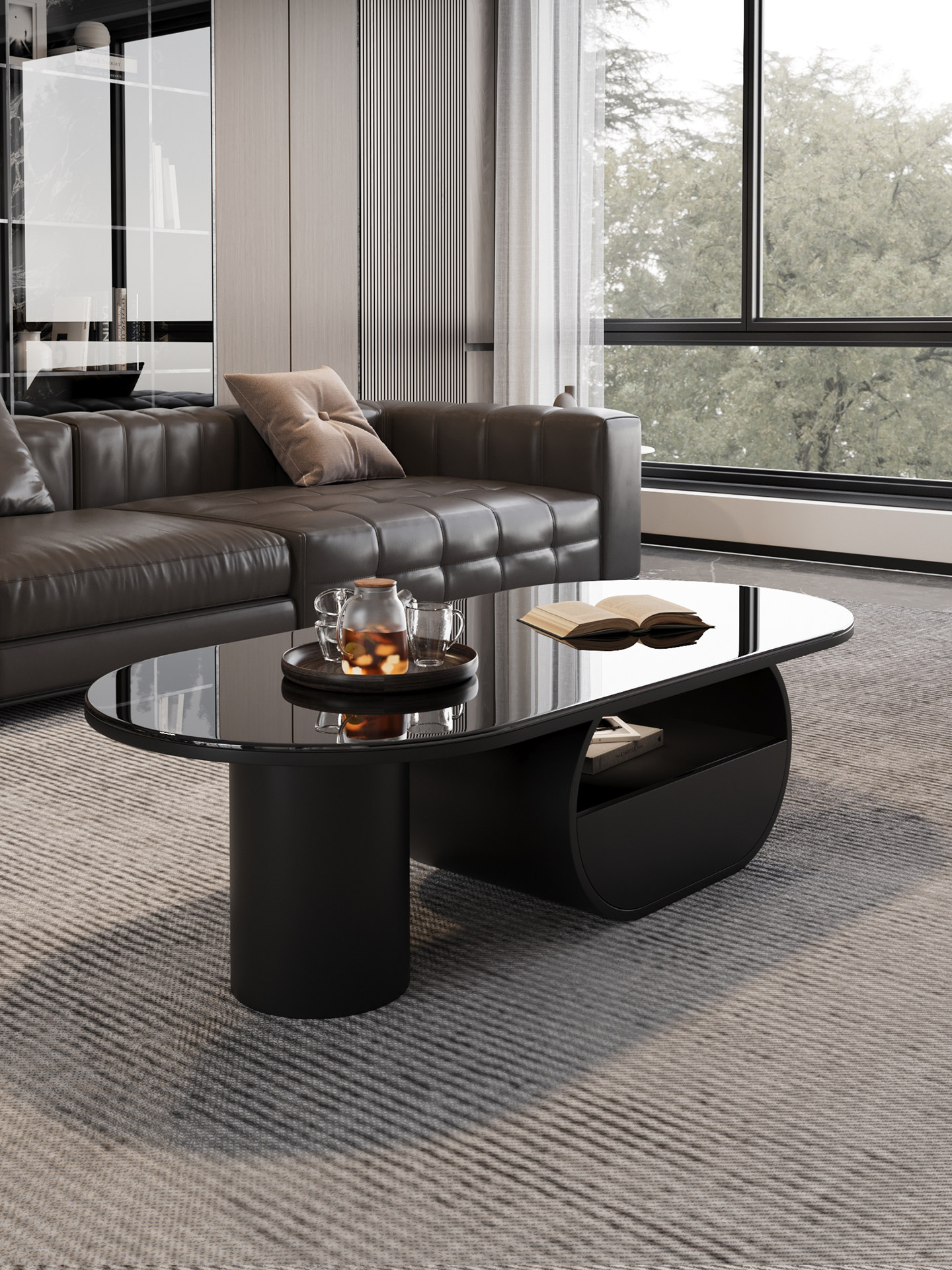 2025新款意式轻奢客厅式家用椭圆形小户型现代简约高级感极简茶几