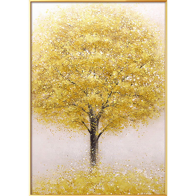 入户玄关画挂画正对门轻奢现代壁画发财树装饰画进门楼梯挂画图片