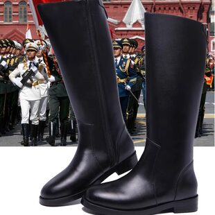 六一阅兵高筒靴骑马靴鼓乐队升旗手靴仪仗队长筒靴牛皮舞台演出靴