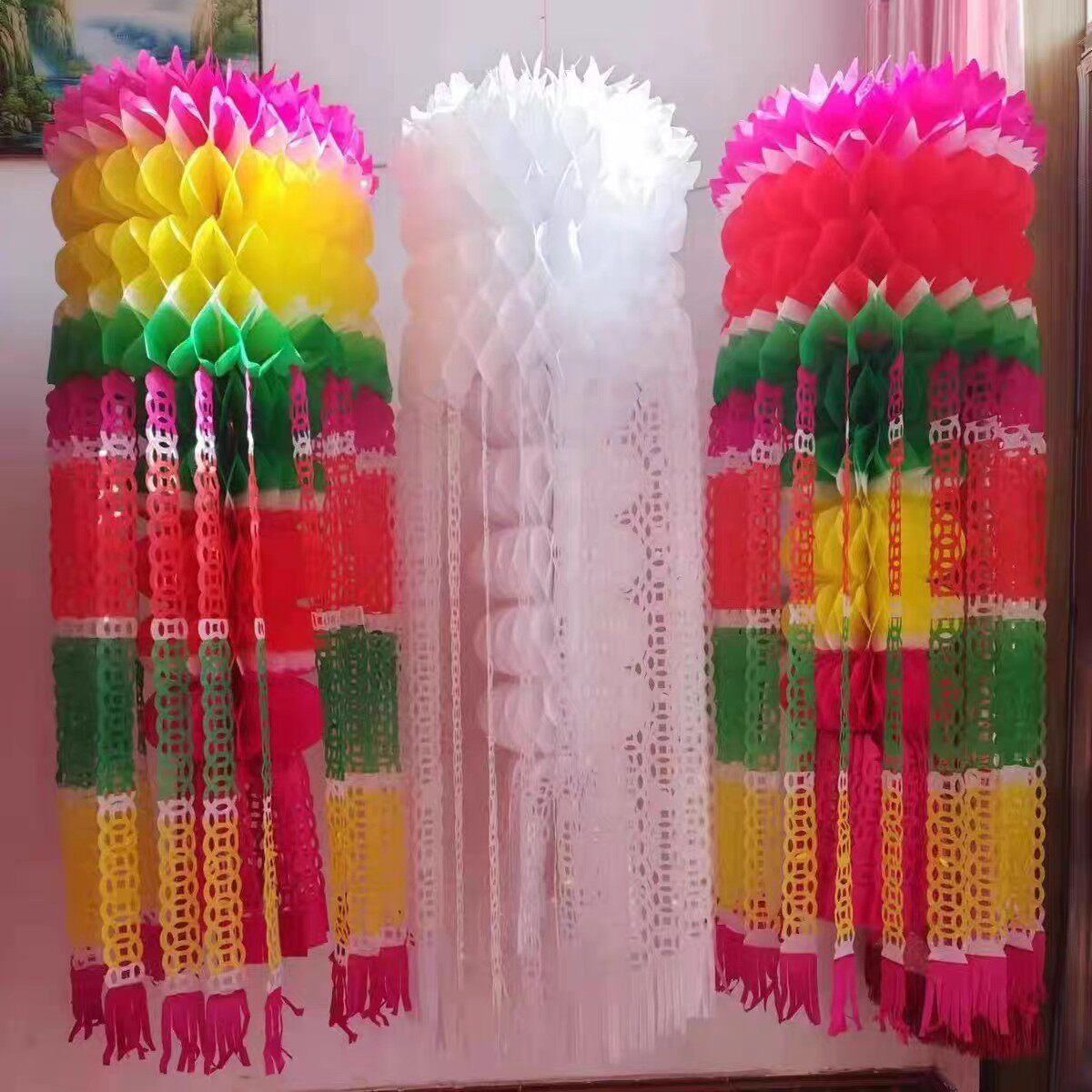 清明节灯笼祭祀殡葬新款七彩拷贝纸环保纸灯笼纸质莲花飘殡葬用品