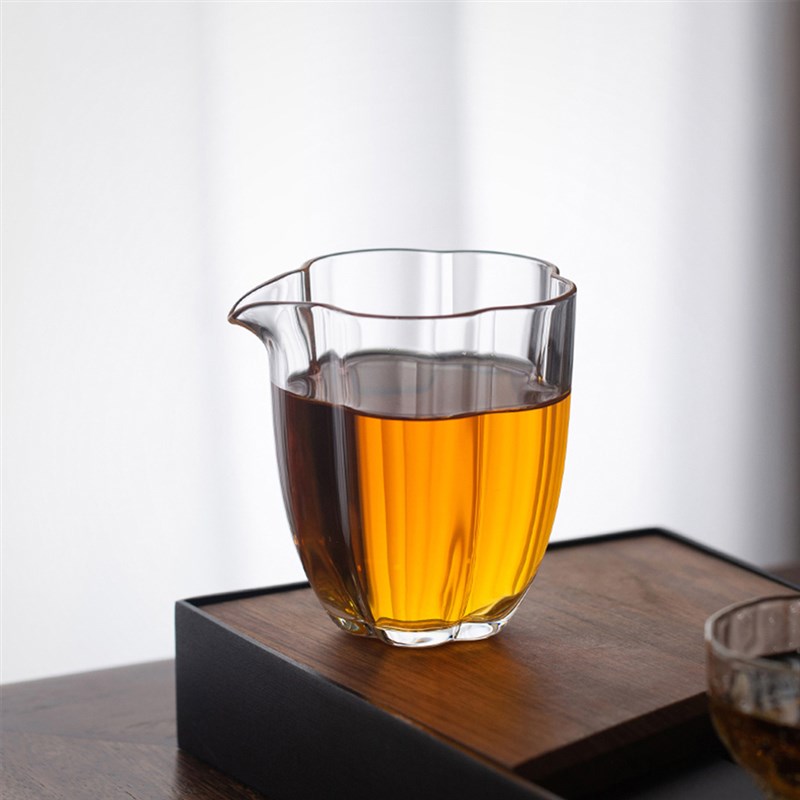 日式玻璃公道杯梅花茶具分茶器单个泡茶配件茶滤茶漏一体茶海