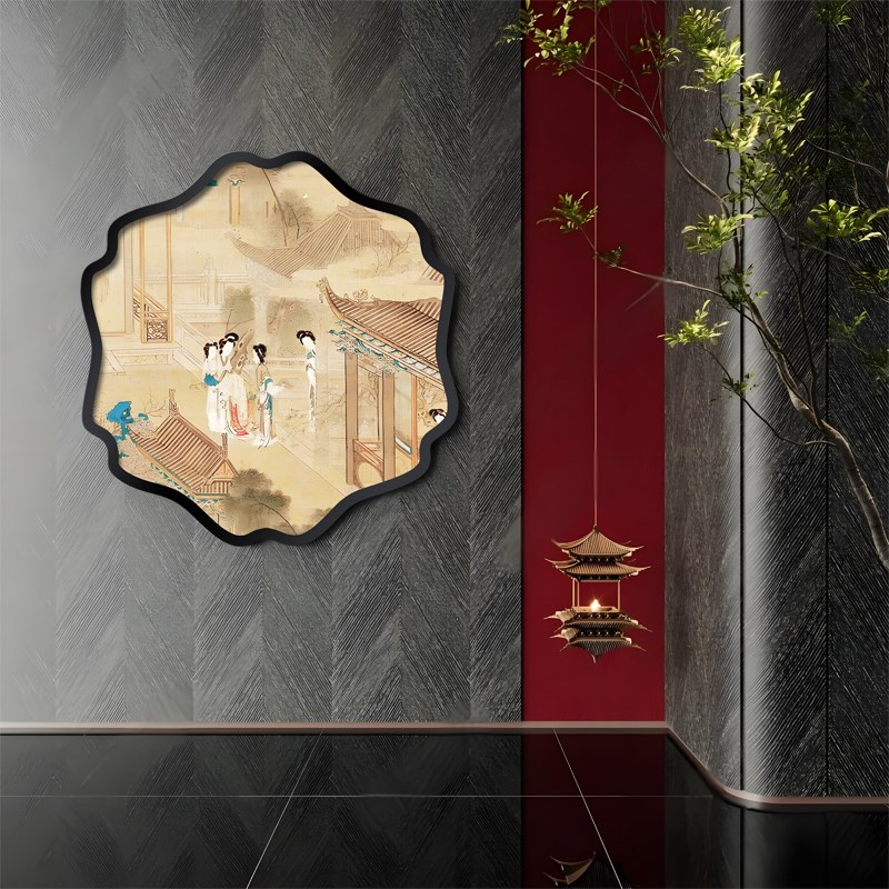 中式装饰画墙饰建筑挂画金属酒店装饰画售楼处立体玄关背景墙装置图片