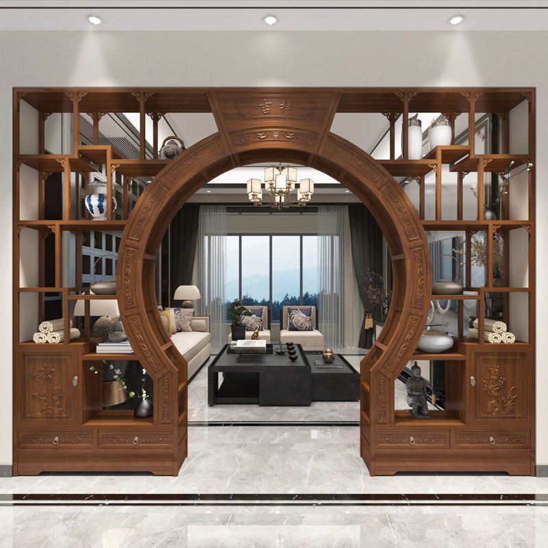 博古架实木中式榆木摆件