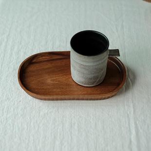 实木整木纯手工雕刻茶盘托盘家用餐盘椭圆干果盘点心盘 堂上燕日式