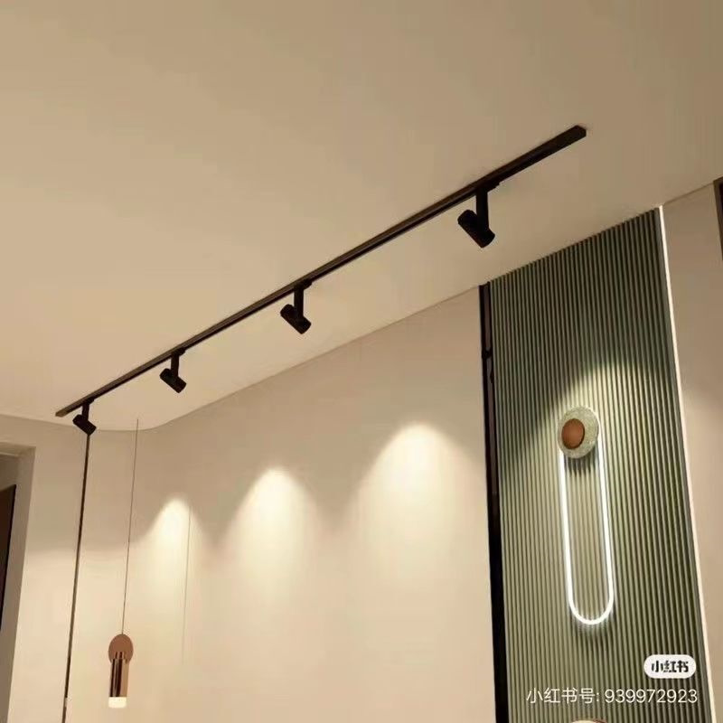 射灯免接线免打孔免钉可粘墙壁轨道灯带插头可移动免布线射灯