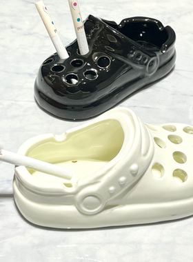 高颜值陶瓷烟灰缸办公室家用客厅烟缸网红洞洞鞋烟盅防飞灰可爱