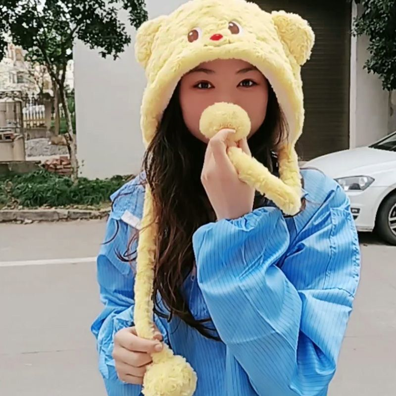 黄油毛绒小熊流苏帽女可爱气质冬天保暖高颜值爆款宽松厚款工厂店