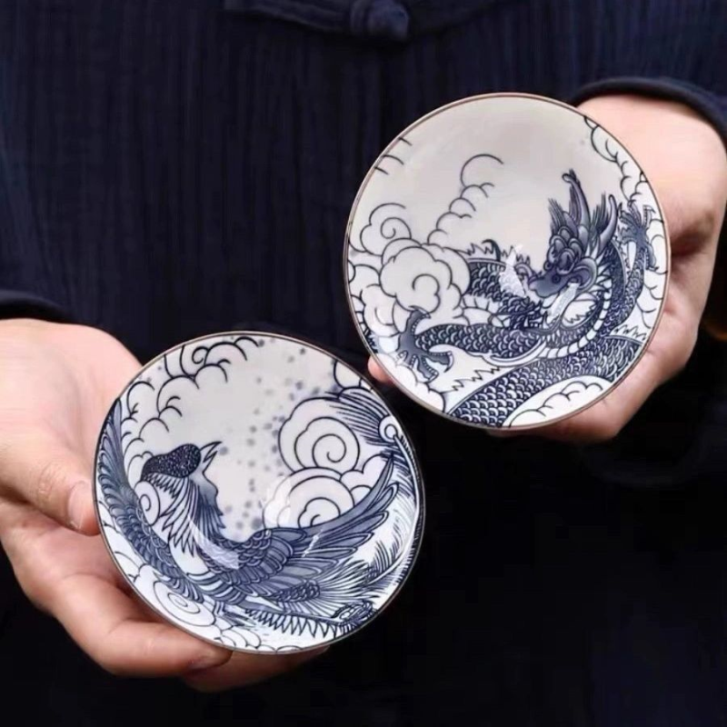 青花主人杯随机图案发出手工中式敞口艺术古风个人专用茶具茶杯