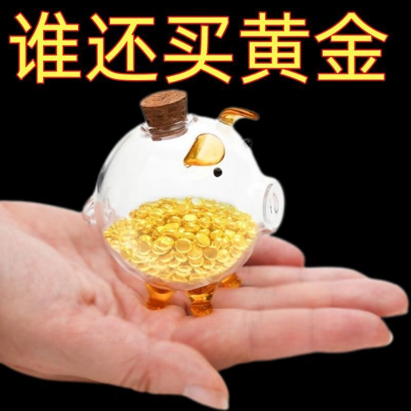 存金瓶】金豆豆收纳瓶存钱罐小猪玻璃瓶小金豆收纳瓶许愿瓶金豆豆