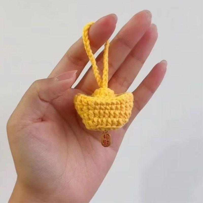 新年元宝钥匙扣材料包手工diy挂件迷你编织毛线钩针自制送长辈礼