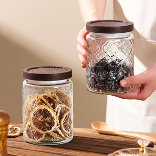 所尚高级厨房储物罐优质钠钙玻璃食品零食用密封罐防潮储物瓶带盖