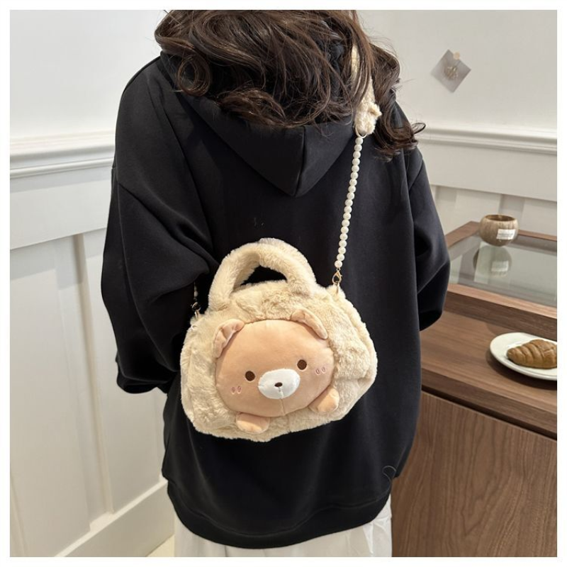 毛绒小熊公仔包包斜挎包卡通可爱动物小猪玩偶单肩少网红女手提包