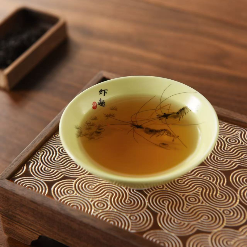 新式斗笠杯虾趣茶具轻奢斗笠中国风茶杯品茗杯单个喝茶杯主人茶杯