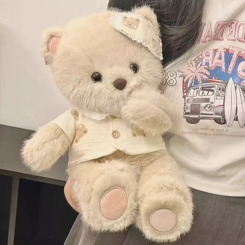 可爱安抚小熊毛绒玩具公仔睡衣小熊穿衣玩偶床上陪睡抱枕生日礼物