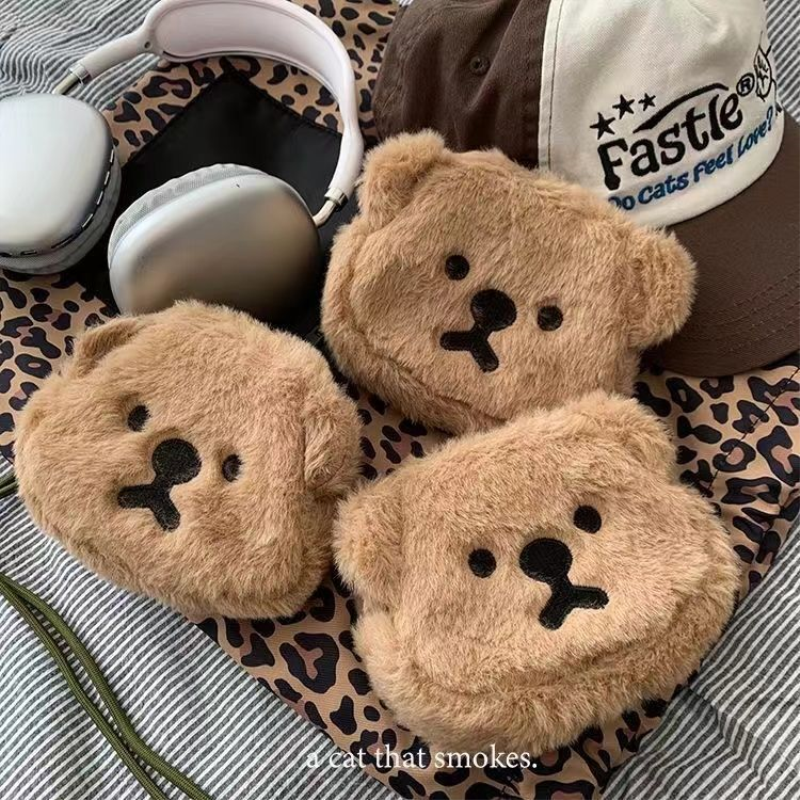 韩国毛绒卡通迷你可爱小熊公仔零钱包创意收纳口红杂物化妆耳机包