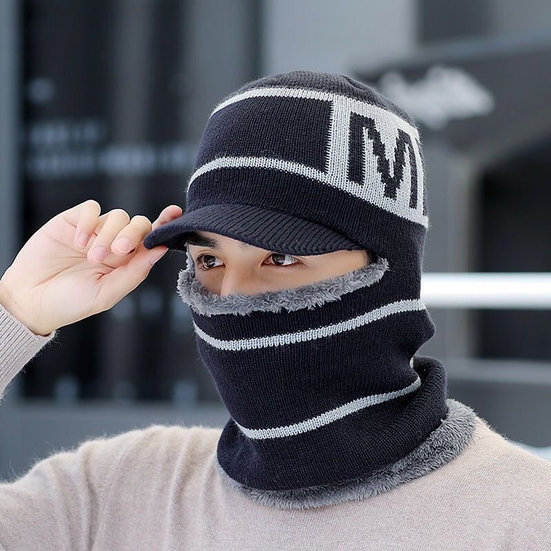 男士帽子秋冬季保暖加厚毛线帽韩版潮冬天防风骑车青年加绒套头帽