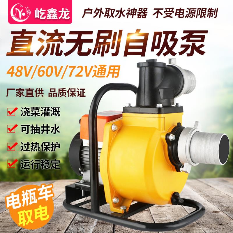 自吸泵家用24v48v60v72v电瓶泵大流量大功率220v380v自吸泵农用泵