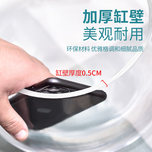 乌龟缸玻璃圆形养殖缸箱办公桌家用小鱼创意小型迷你桌面龟缸造景