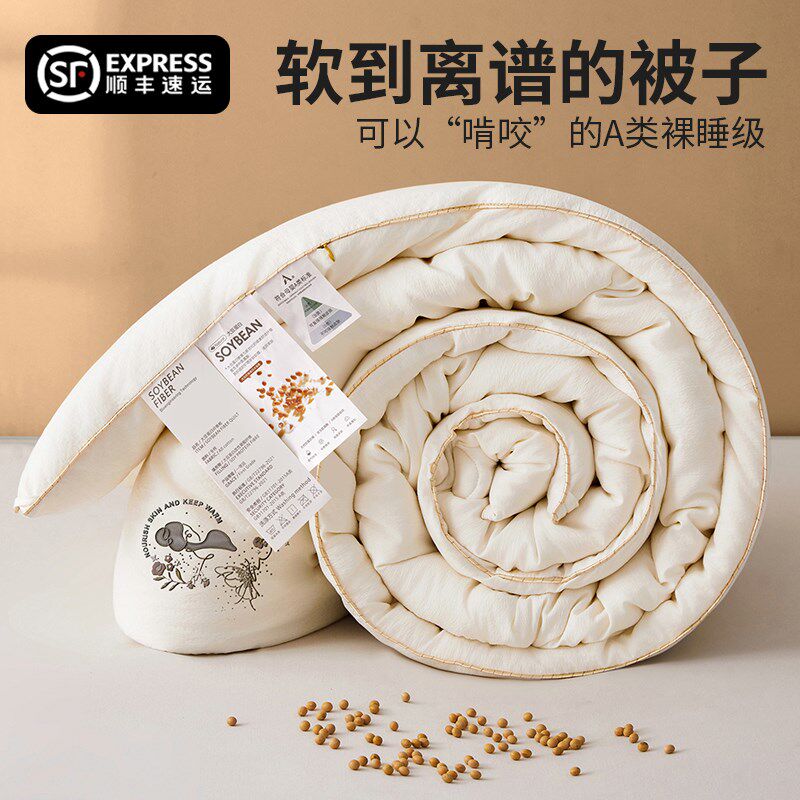 大豆纤维被子被芯学生宿舍棉被春秋被双人加厚冬被空调被四季通用,床上用品,化纤被,淘宝优惠券,粉丝福利购,淘宝优惠卷
