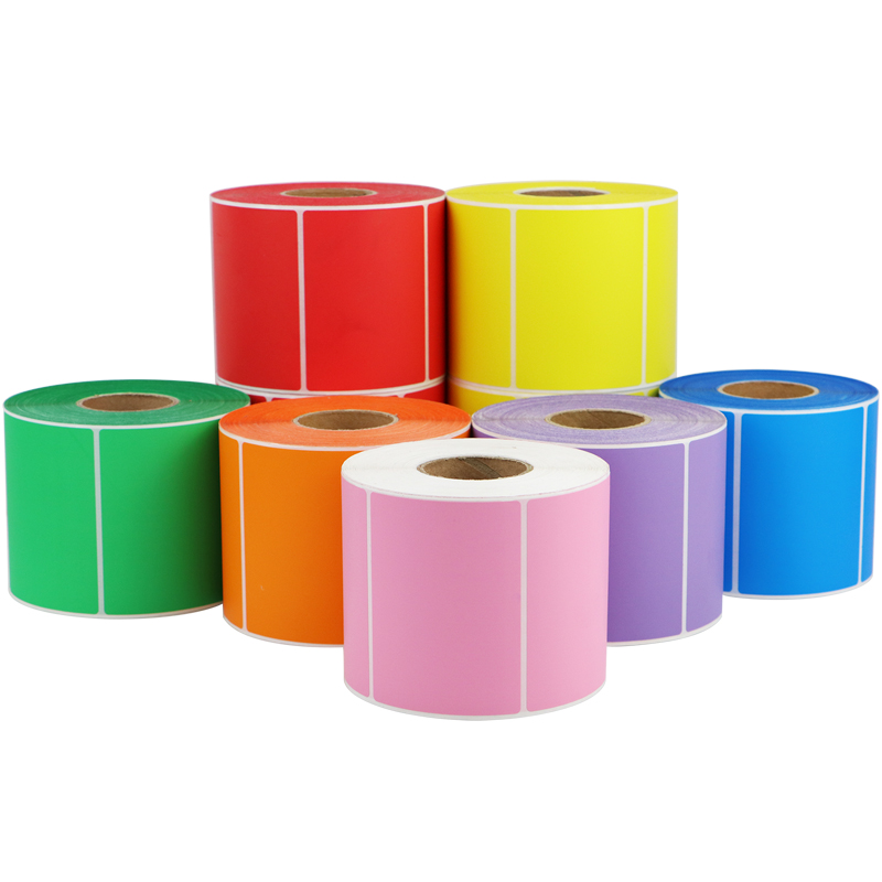 彩色PP合成标签纸50*10-65*45产品贴分类背胶合格证条形码箱贴红