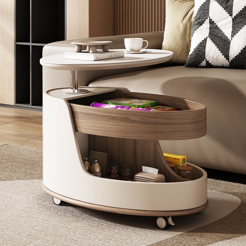 简约岩板升降茶几现代客厅小户型简约多功能可移动沙发边几