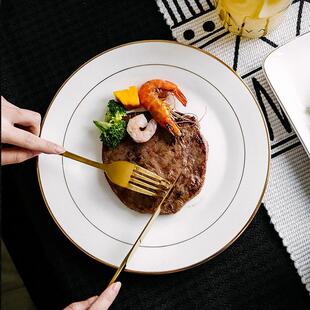 创意牛排刀叉盘子套装家用欧式西餐餐具创意全套西餐盘陶瓷牛排盘