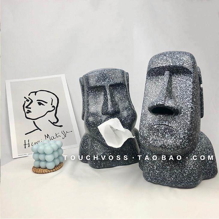 摩艾石人像纸巾盒创意餐桌客厅摆件个性搞怪覆活岛moai抽纸盒,收纳整理,纸巾盒,淘宝优惠券,粉丝福利购,淘宝优惠卷