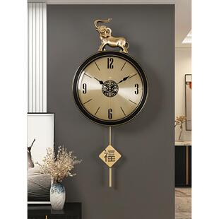 2023新款现代轻奢黄铜钟表挂钟家用客厅大气创意装饰时钟时尚挂表
