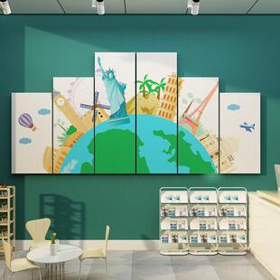 网红旅行社墙面装饰旅游公司门店户外背景形象办公室文化墙贴纸画