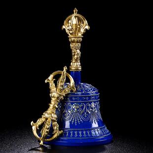 金刚杵摆件密宗黄铜五股八吉祥金刚杵金刚铃铛藏式用品供修手摇铃