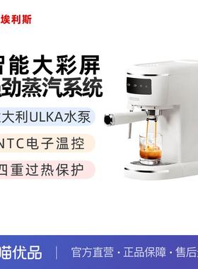 埃利斯（AILISI）小泡芙半自动咖啡机 小型家用意式20Bar打奶泡