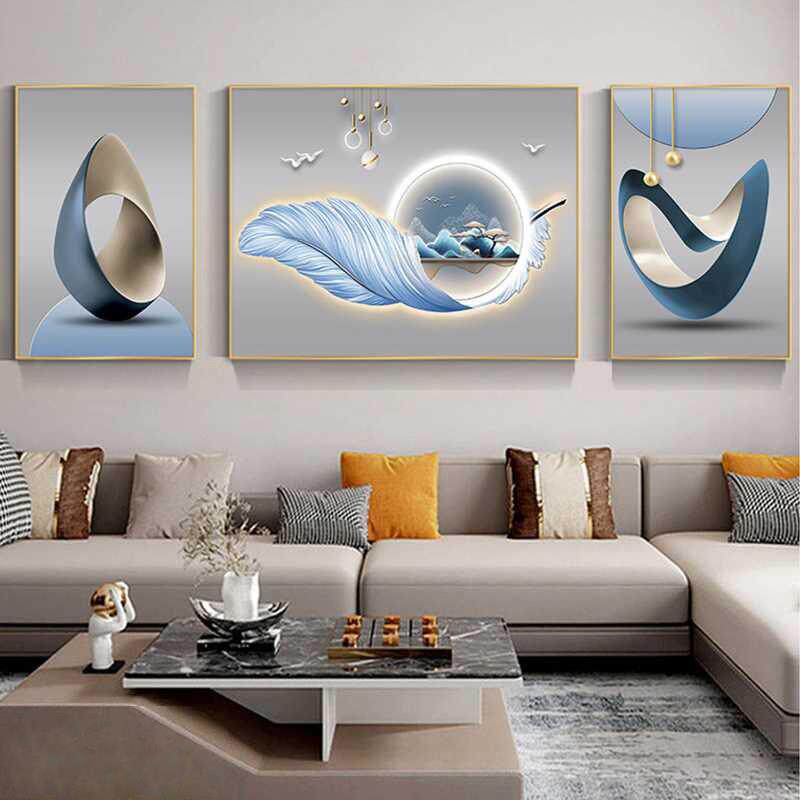 现代简约沙发背景墙装饰画 画客厅高档大气墙壁画 画三联画 画轻