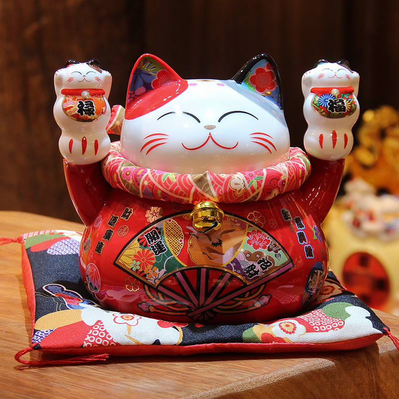 招财猫小号可爱办公室桌面摆件创意存钱罐迷你家居客厅车载装饰品