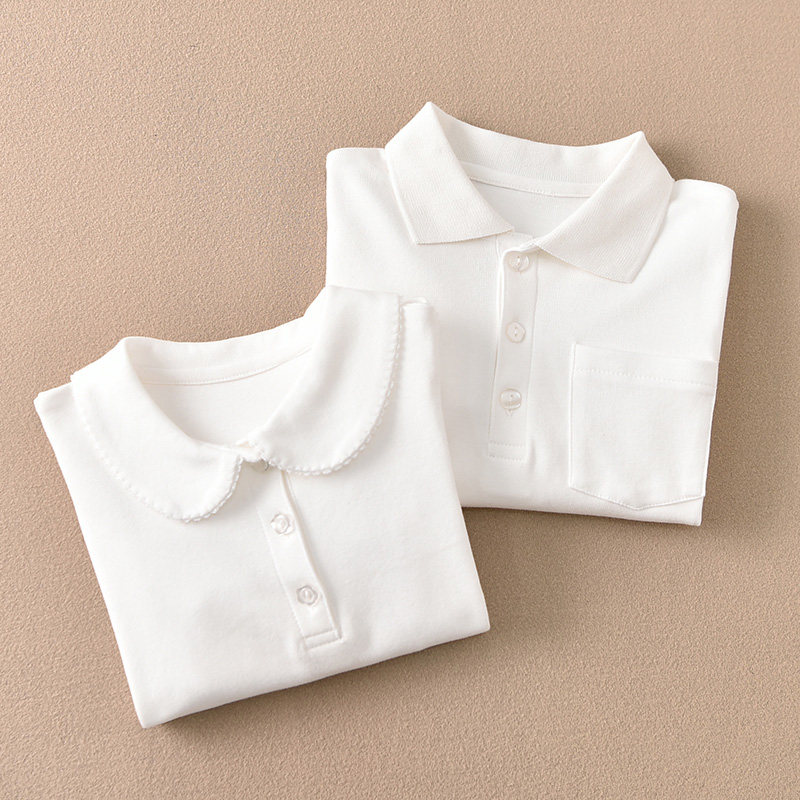 小学生演出校服百搭POLO衫男童女童纯白色长袖打底衫宝宝童装上衣,童装/婴儿装/亲子装,儿童POLO衫,淘宝优惠券,粉丝福利购,淘宝优惠卷